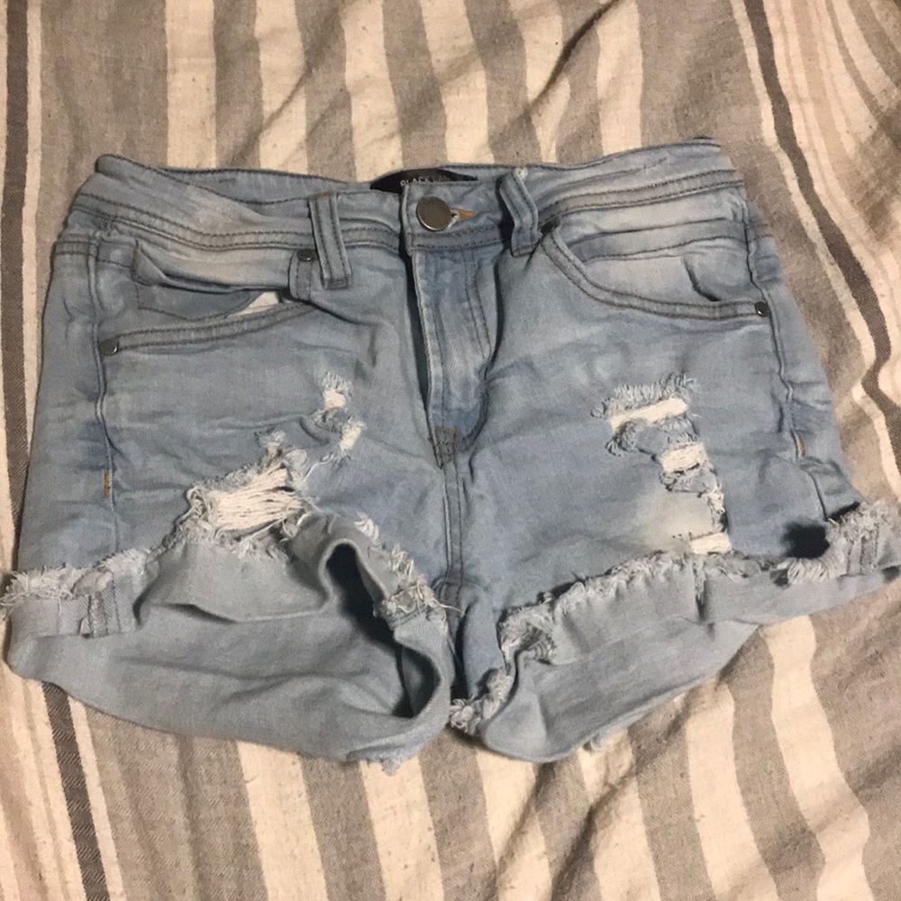 Light wash shortie short black label shorts
